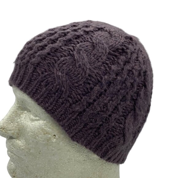 The North Face Womens Cable Knit Beanie Hat Purple Acrylic/Polyester One Size - Picture 3 of 6